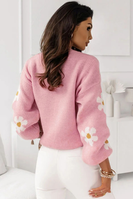 Floral Pattern Drop Shoulder Sweater 