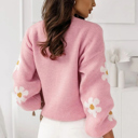  Floral Pattern Drop Shoulder Sweater 