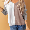  V Neck Colorblock Casual Sweater