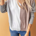  V Neck Colorblock Casual Sweater