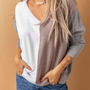  V Neck Colorblock Casual Sweater