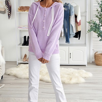 Purple Kangaroo Pocket Hooded Sweater
