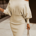  Beige Bodycon Sweater Dress