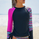 XXXL Pink " End of Summer Sale" Geometric Long Sleeve Tankini Swimsuit | 2 Colors |