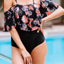  Off Shoulder One Piece Swimsuit | 2 Colors |