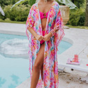  Multicolor Tassel Open Front Kimono/ Cover Up