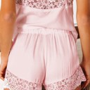  Lace Trim Tank Top and Elastic Waist Shorts Set