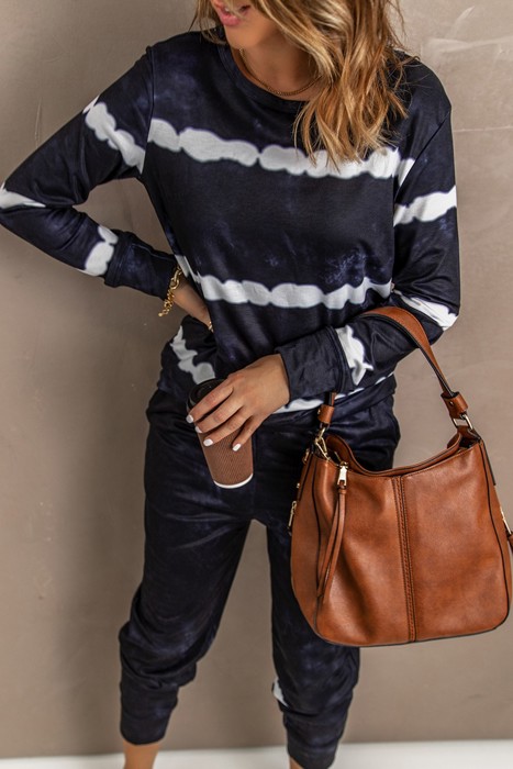 Tie Dye Print Pullover Lounge Pants Set