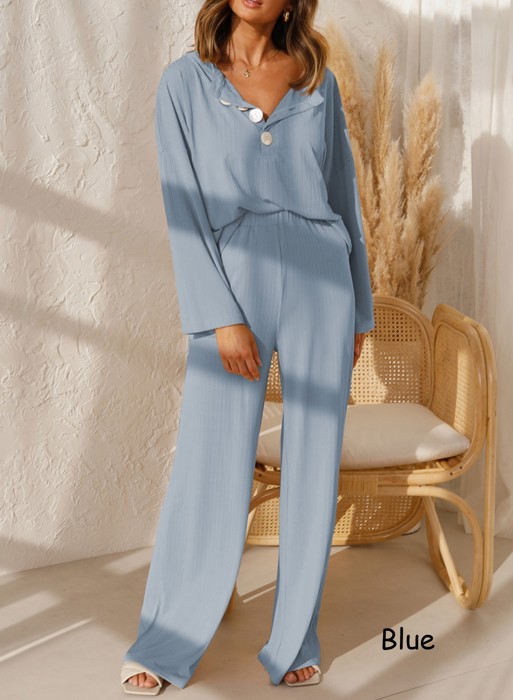 Wide Ribbed Knit Top and Pants Set | 4 Colors |