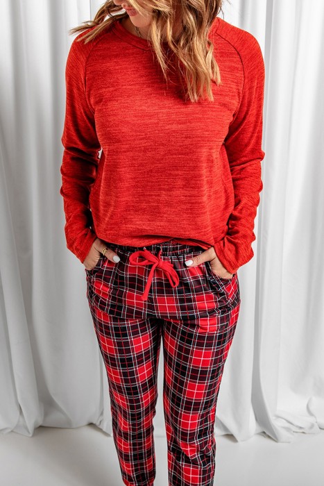 Plaid Pants Loungewear Set