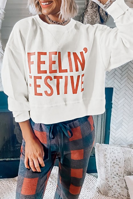 FEELIN' FESTIVE Shirt and Plaid Pants Lounge Set