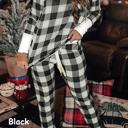  Plaid Long Sleeve Top and Pants Lounge Set