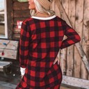  Plaid Long Sleeve Top and Pants Lounge Set