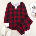  Plaid Long Sleeve Top and Pants Lounge Set