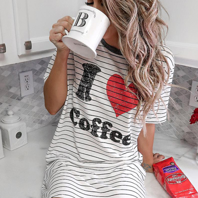 I Love Coffee Pajama T-shirt Dress 