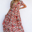  Floral Ruffle Tiered Maxi Dress