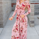  Floral Long Sleeve V-Neck Maxi Dress