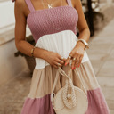  Color Block Sleeveless Mini Dress