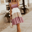  Color Block Sleeveless Mini Dress