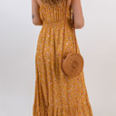  V-Neck Elastic Waist Floral Maxi Dress