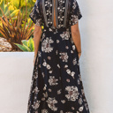  V Neck Floral Maxi Dress