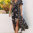  V Neck Floral Maxi Dress