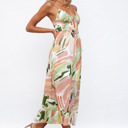  Abstract Spaghetti Strap Maxi Dress