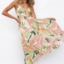  Abstract Spaghetti Strap Maxi Dress