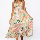  Abstract Spaghetti Strap Maxi Dress