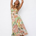  Abstract Spaghetti Strap Maxi Dress