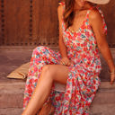  Self-tie Straps Floral Maxi Dress