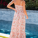  Boho Floral Smocked Ruffled Maxi Dress