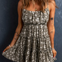  Frilly Tiered Short Floral Dress