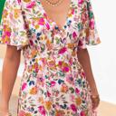  Floral Short Sleeve V Neck High Waist Maxi Dress