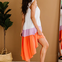  Colorblock Sleeveless Flowy Dress