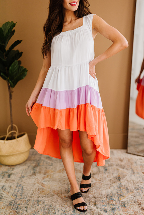 Colorblock Sleeveless Flowy Dress