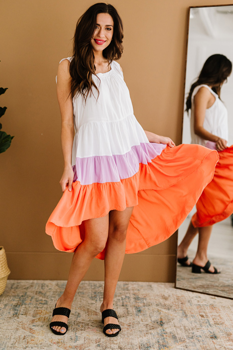 Colorblock Sleeveless Flowy Dress