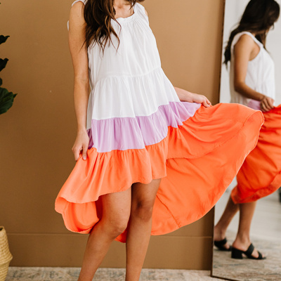Colorblock Sleeveless Flowy Dress