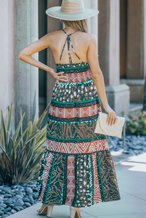 " End of Summer Sale" Wildlife Animal Print Backless Maxi Dress