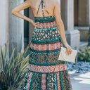  " End of Summer Sale" Wildlife Animal Print Backless Maxi Dress