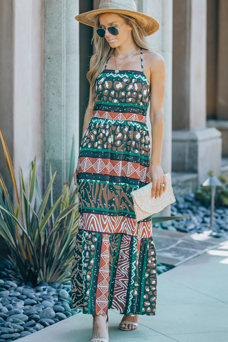 " End of Summer Sale" Wildlife Animal Print Backless Maxi Dress