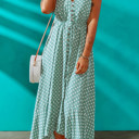  Spaghetti Straps Front Slit Buttoned Maxi Dress