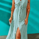  Spaghetti Straps Front Slit Buttoned Maxi Dress