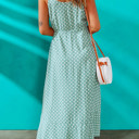 Spaghetti Straps Front Slit Buttoned Maxi Dress