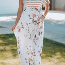  Floral Striped Sleeveless Maxi Dress