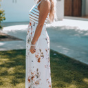  Floral Striped Sleeveless Maxi Dress
