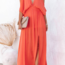  Deep V Neck Maxi Dress
