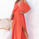  Deep V Neck Maxi Dress