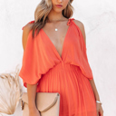 XL Deep V Neck Maxi Dress