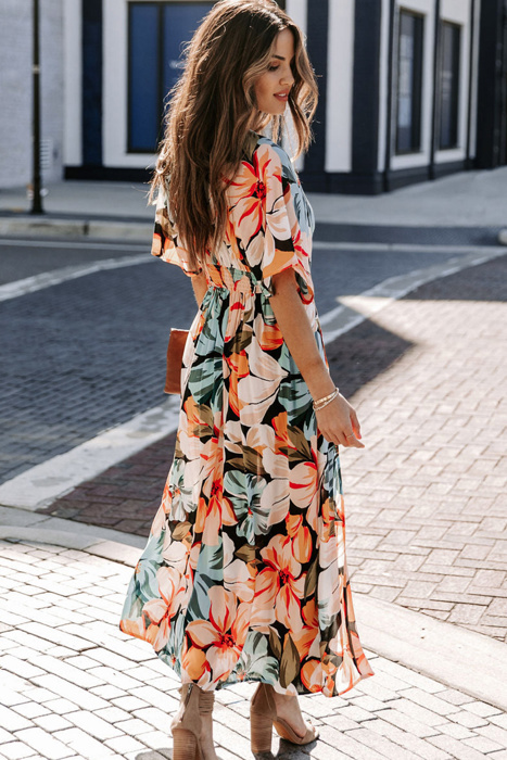 Tropical Floral Maxi Dress